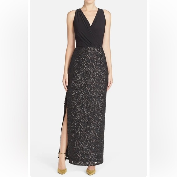 Aidan by Aidan Mattox V-Neck Sequined Formal Dress